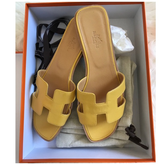 SOLD Hermes Oran sandals size 38 yellow leather - Picture 8 of 8